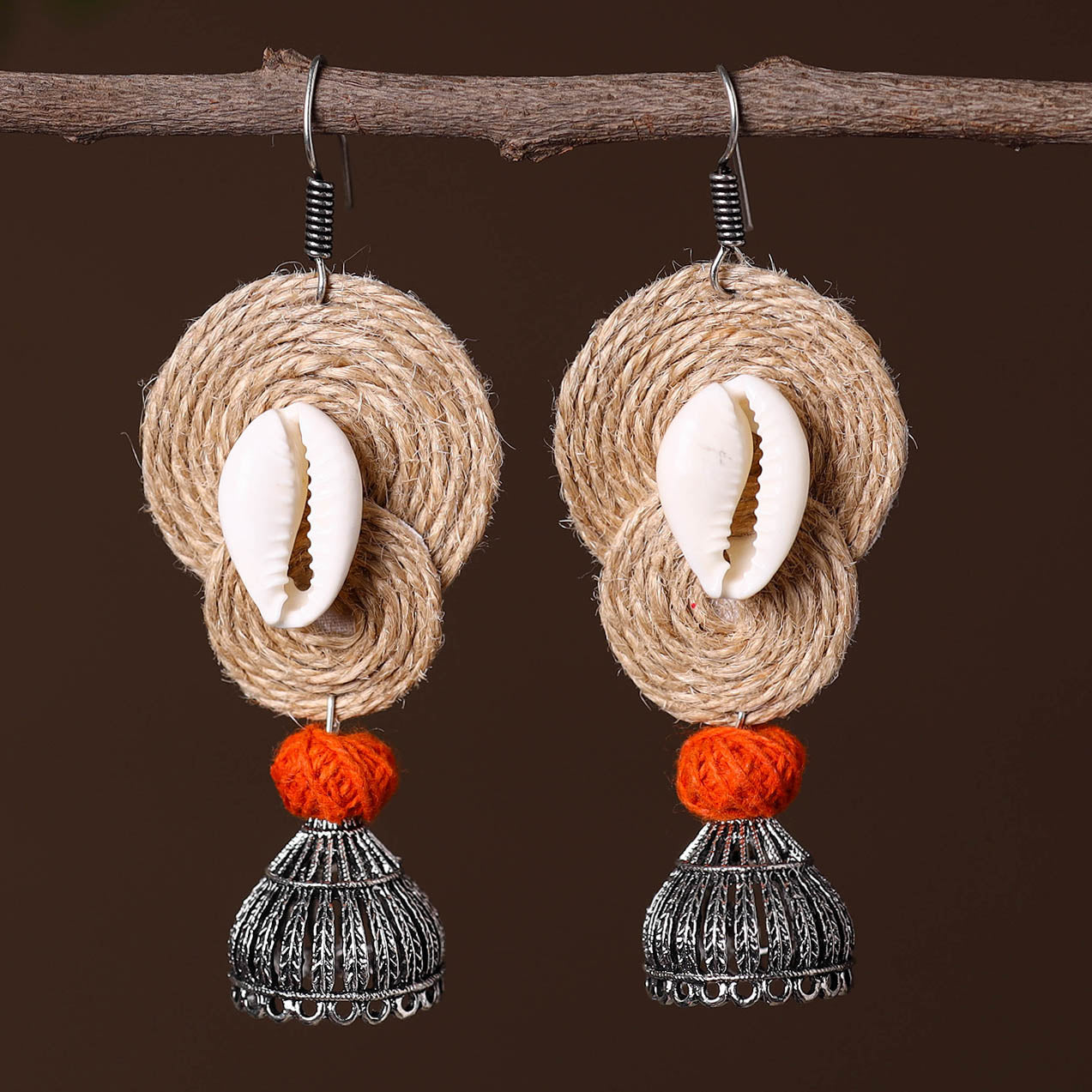 Jannat German Silver Jute Jhumki Earrings