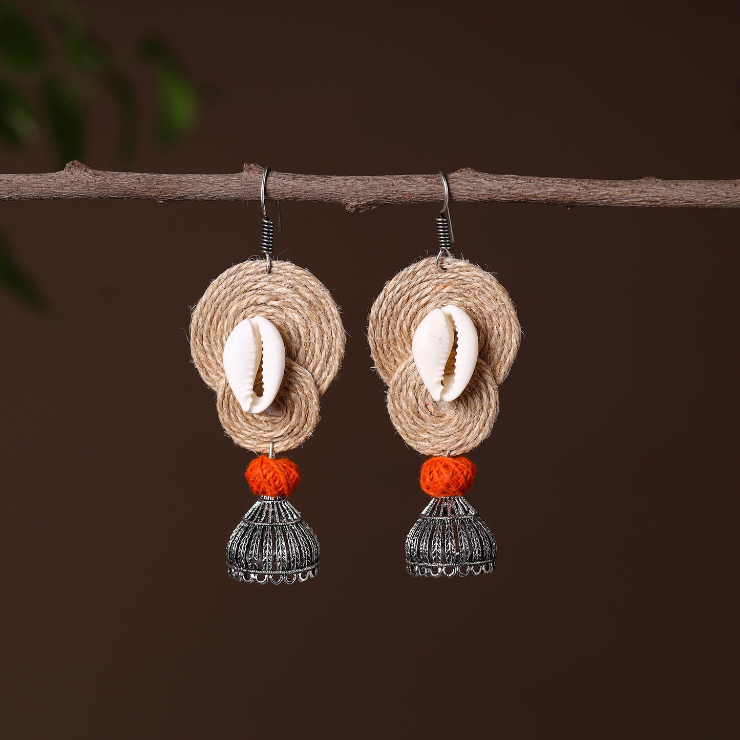 Jannat German Silver Jute Jhumki Earrings