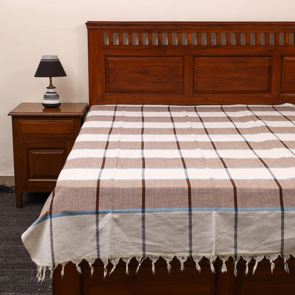 Multicolor - Plain Cotton Single Handloom Bed Cover (90 x 60 in) 60