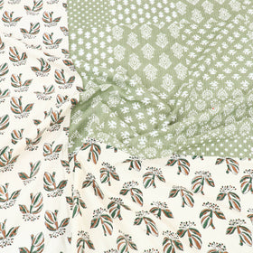 White Jaipur Print Patchwork Cotton Bedsheet Set 