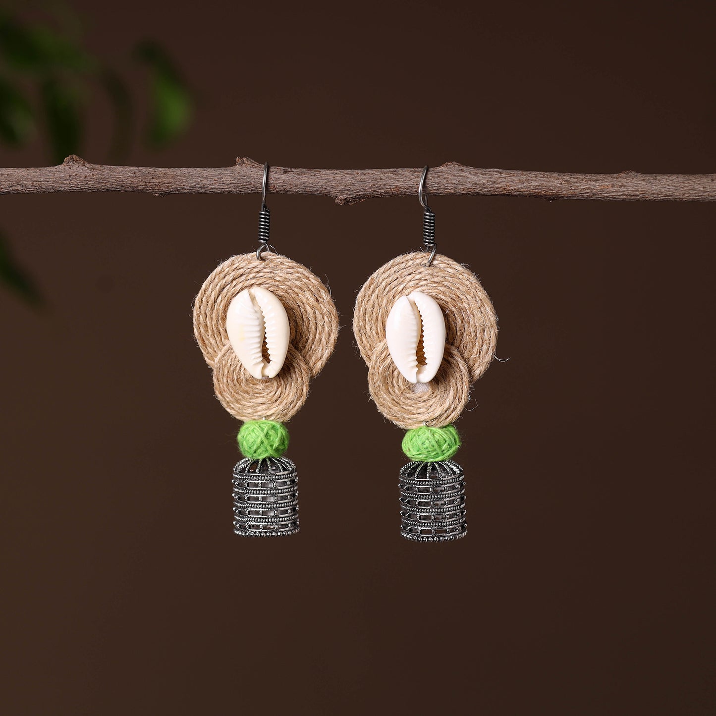 Shivi German Silver Jute Jhumki Earrings