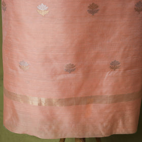 Peach - Handloom Zari Buti Chanderi Silk 2pc Unstitched Dress Material Kurta Set 07