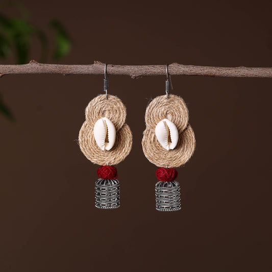 Mahi German Silver Jute Jhumki Earrings