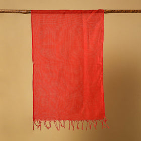 Red Plain Kota Doria Stole with Tassels 