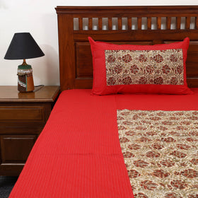 Kantha Stitch with Kalamkari Patch Cotton Bedsheet Set