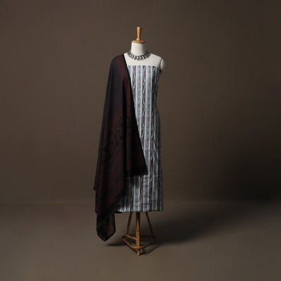 Pochampally Ikat Cotton 2pc Unstitched Dress Material Kurta Set 02