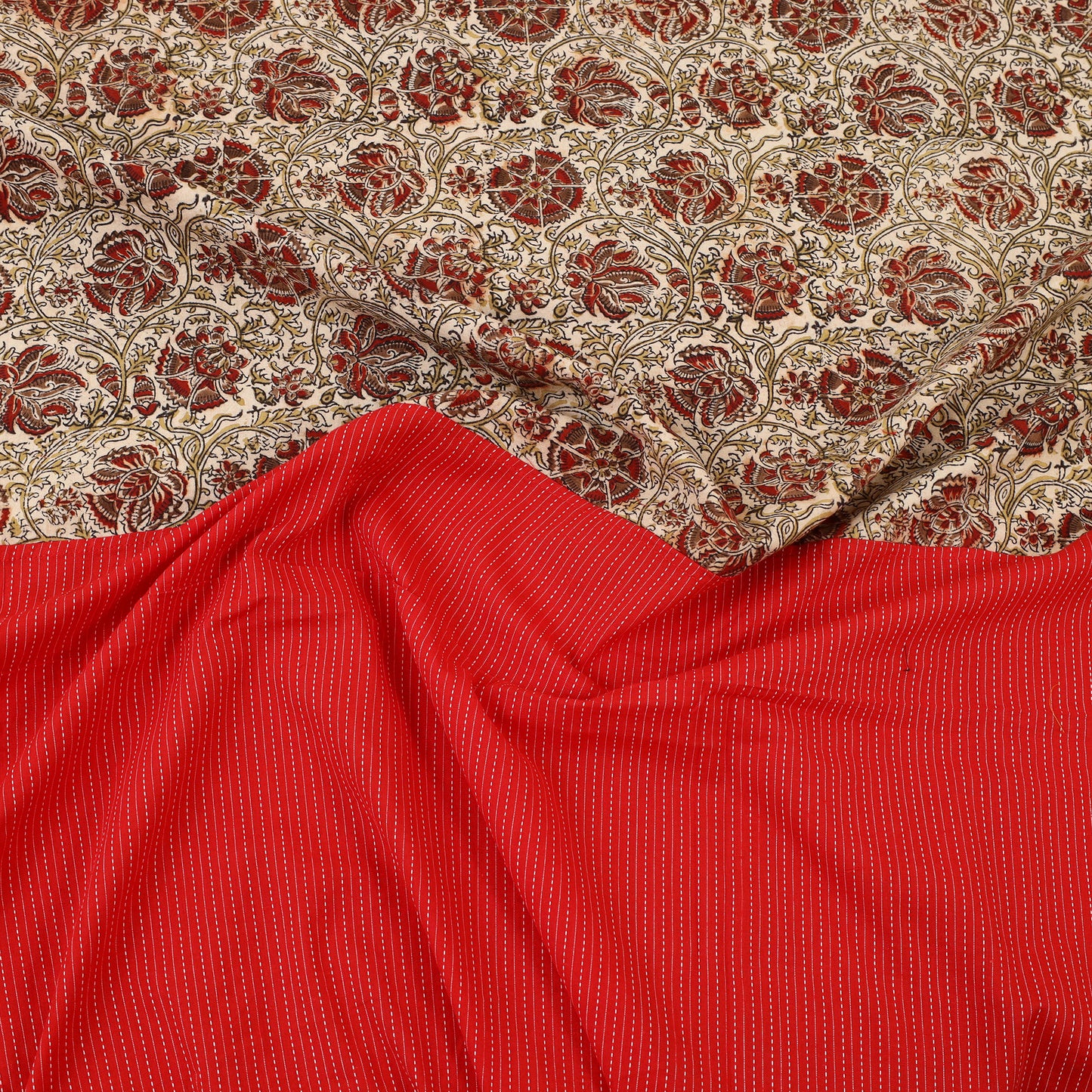 Kantha Stitch with Kalamkari Patch Cotton Bedsheet Set