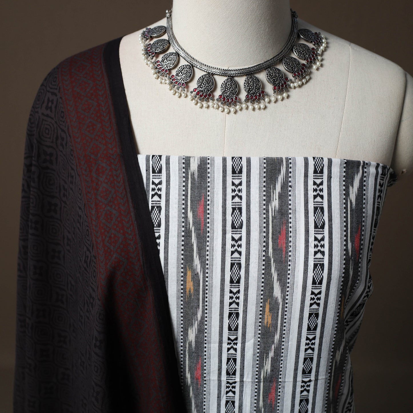 Pochampally Ikat Cotton 2pc Unstitched Dress Material Kurta Set 02