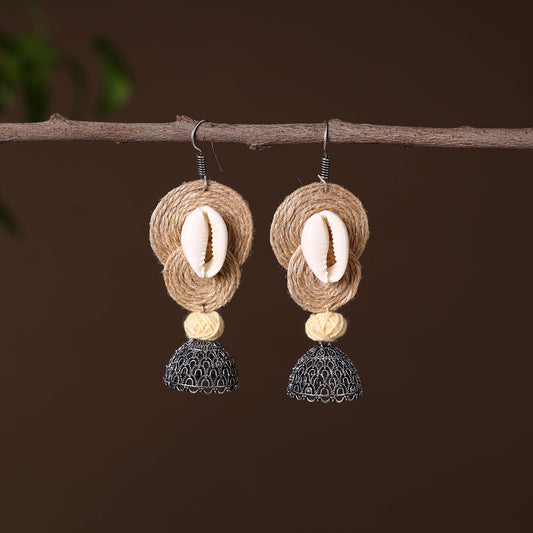 Noor German Silver Jute Jhumki Earrings