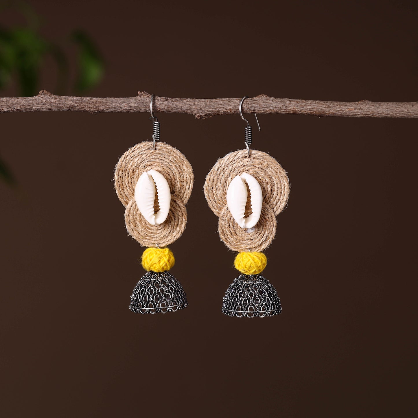 Ruhani German Silver Jute Jhumki Earrings