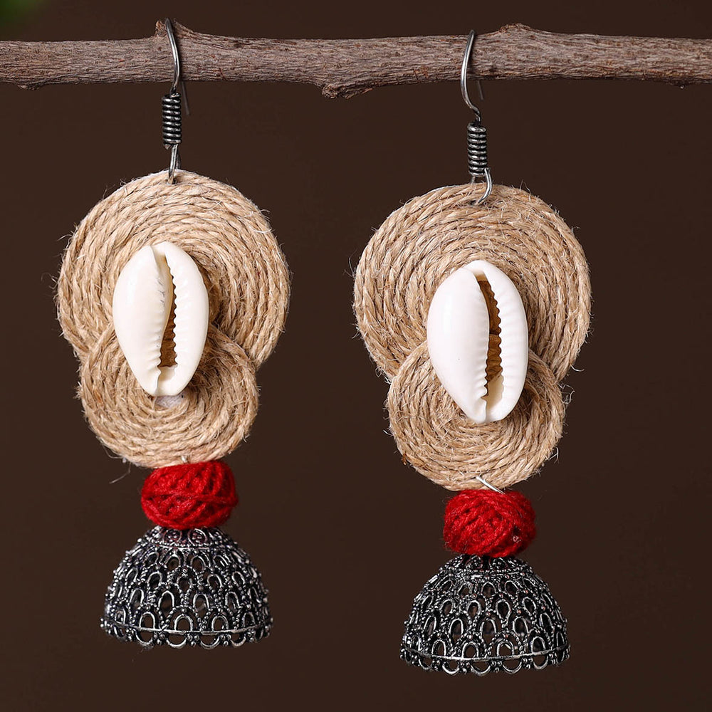 Foziya German Silver Jute Jhumki Earrings