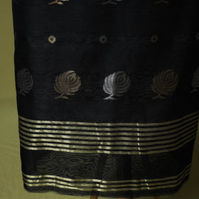 Black - Handloom Zari Buti Chanderi Silk 2pc Unstitched Dress Material Kurta Set 09