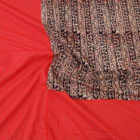 Red Kantha Stitch with Kalamkari Patch Cotton Bedsheet Set
