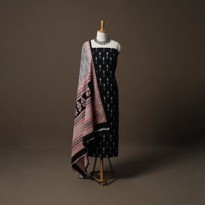 Pochampally Ikat Cotton 2pc Unstitched Dress Material Kurta Set 03
