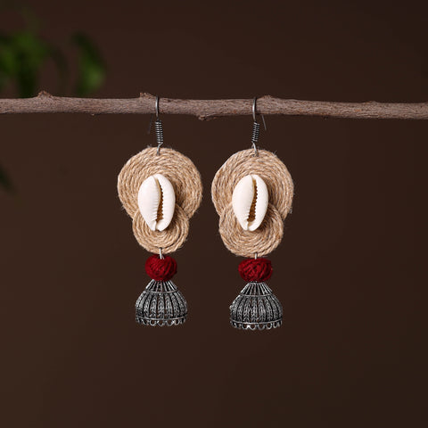 Beige - ashika german silver jute jhumki earrings
