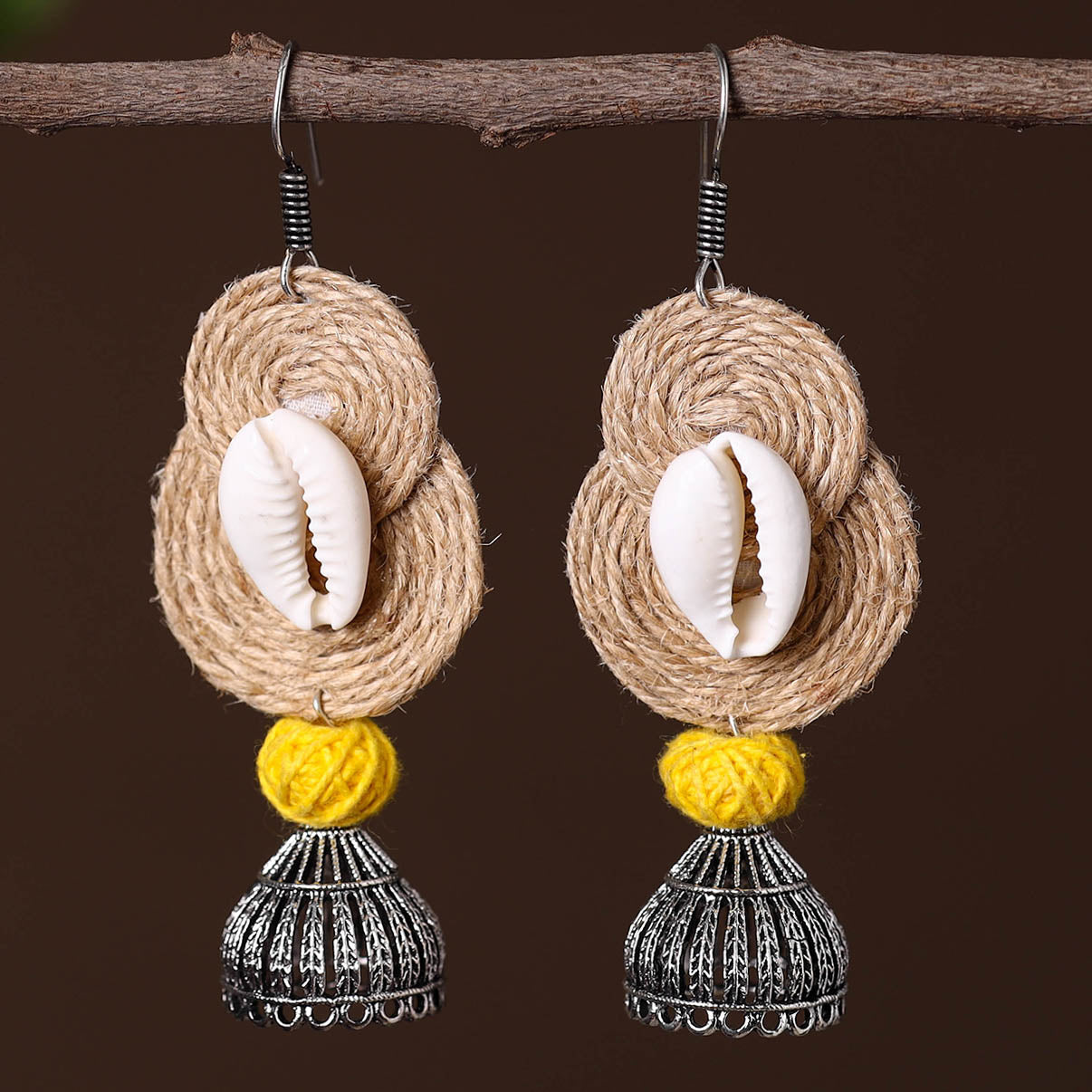 Alina German Silver Jute Jhumki Earrings