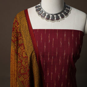 Pochampally Ikat Cotton 2pc Unstitched Dress Material Kurta Set 04