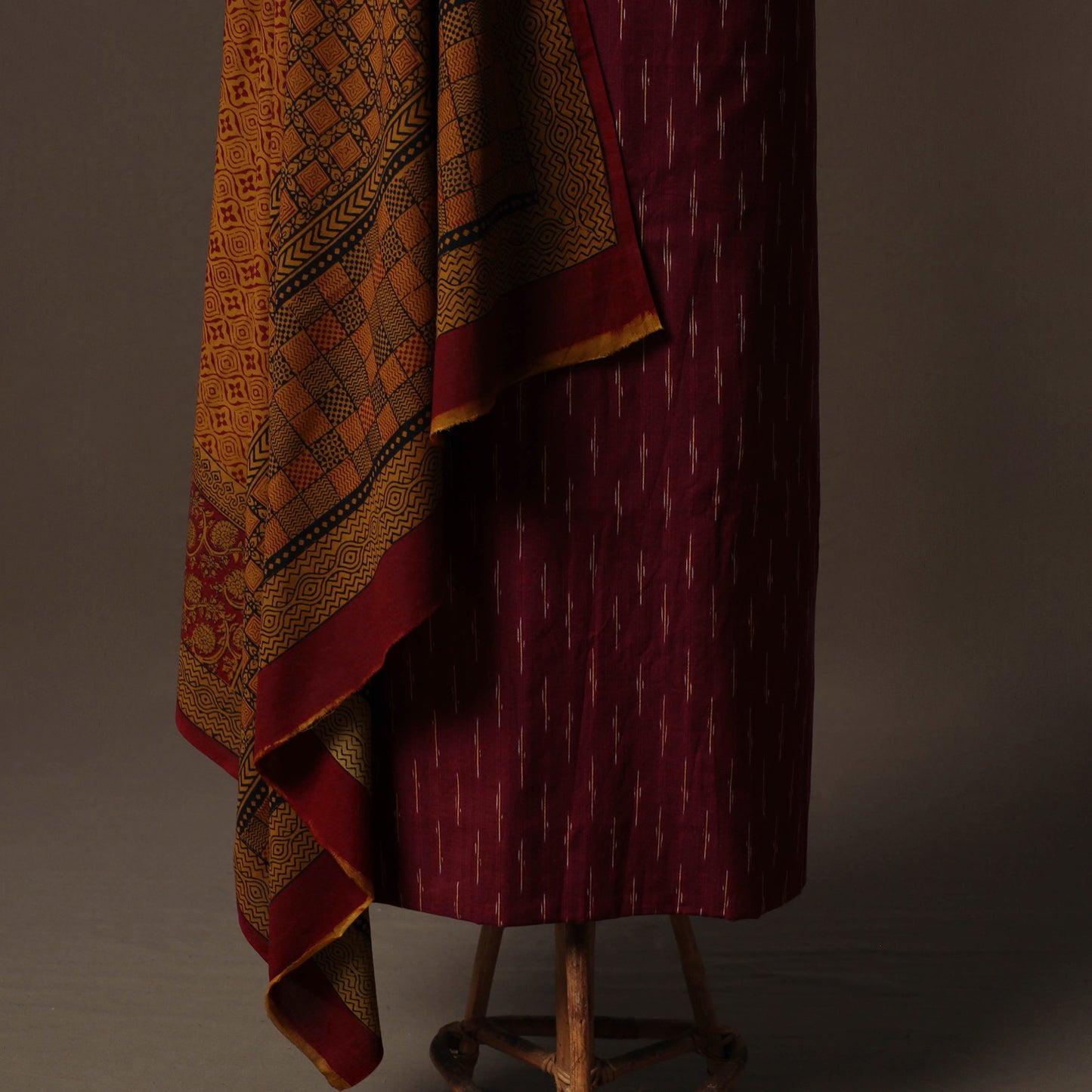 Pochampally Ikat Cotton 2pc Unstitched Dress Material Kurta Set 04
