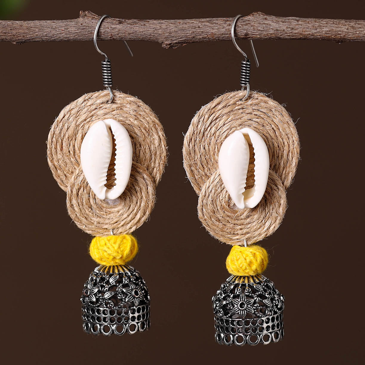 Muskan German Silver Jute Jhumki Earrings