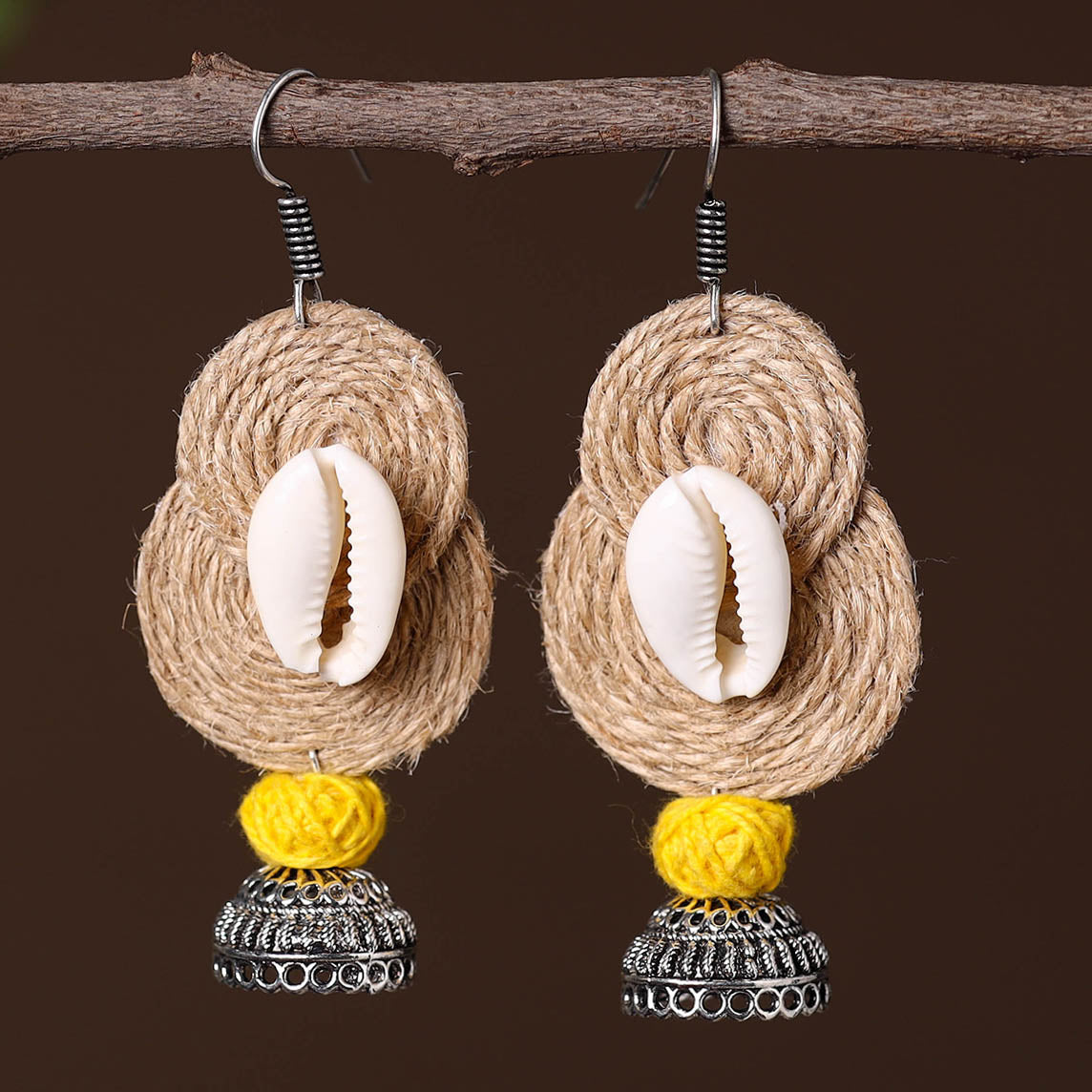 Arohi German Silver Jute Jhumki Earrings