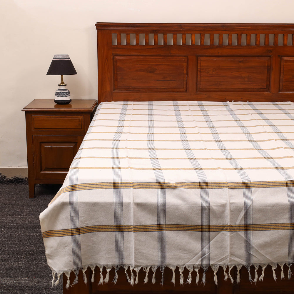 White - Plain Cotton Single Handloom Bed Cover (90 x 60 in) 66