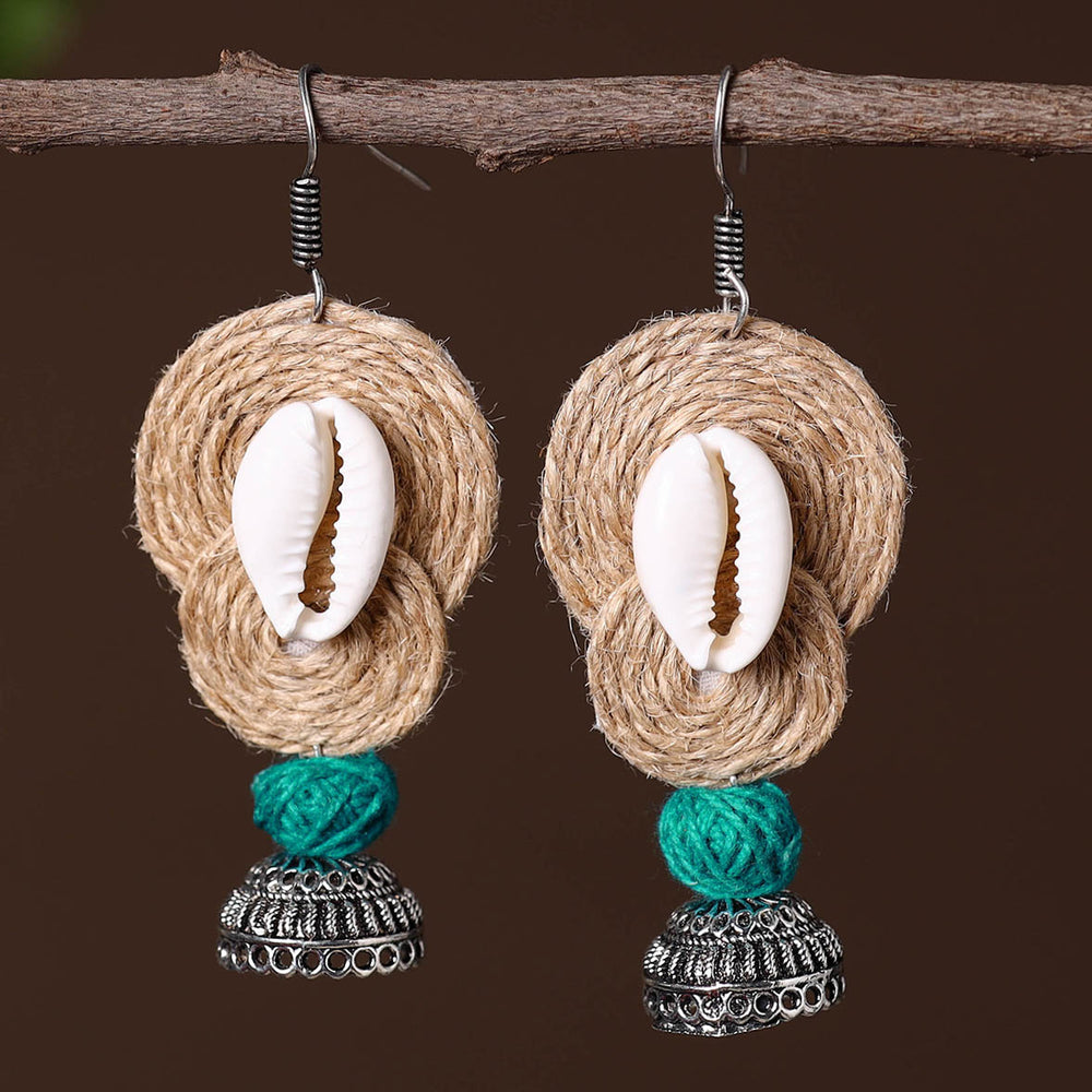 Humera German Silver Jute Jhumki Earrings