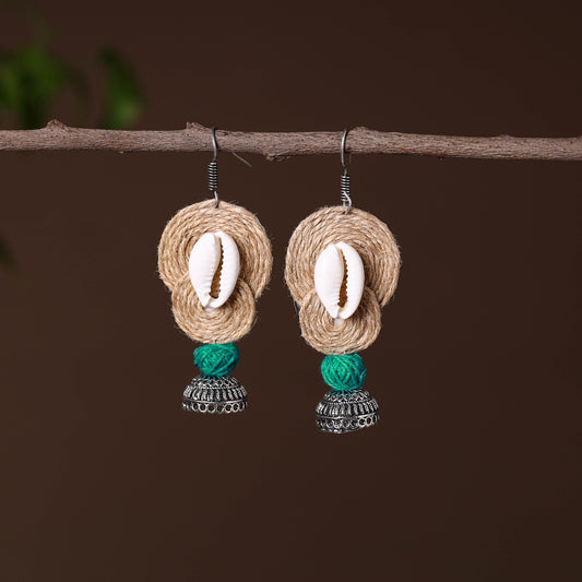 Humera German Silver Jute Jhumki Earrings