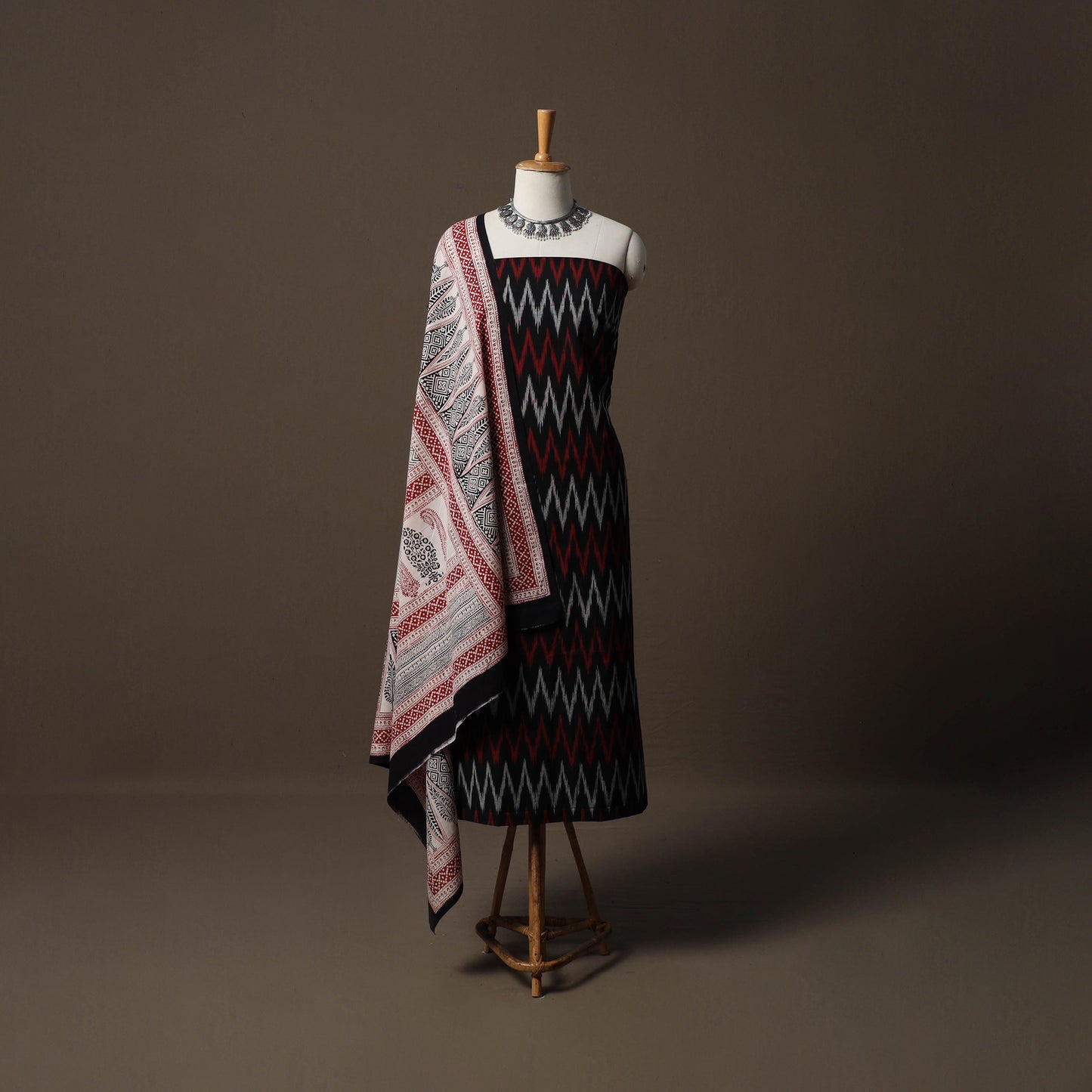 Pochampally Ikat Cotton 2pc Unstitched Dress Material Kurta Set 06