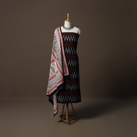 Pochampally Ikat Cotton 2pc Unstitched Dress Material Kurta Set 06