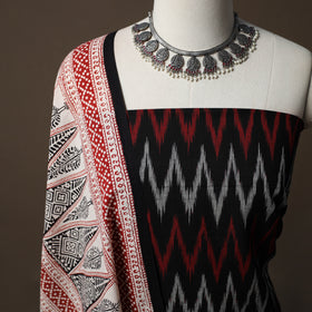 Pochampally Ikat Cotton 2pc Unstitched Dress Material Kurta Set 06