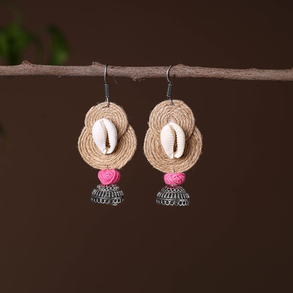 Afiya German Silver Jute Jhumki Earrings