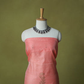 Pink - Handloom Zari Buti Chanderi Silk 2pc Unstitched Dress Material Kurta Set 13