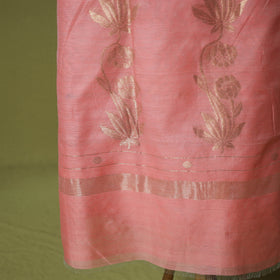 Pink - Handloom Zari Buti Chanderi Silk 2pc Unstitched Dress Material Kurta Set 13