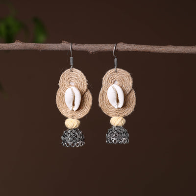 Sapna German Silver Jute Jhumki Earrings