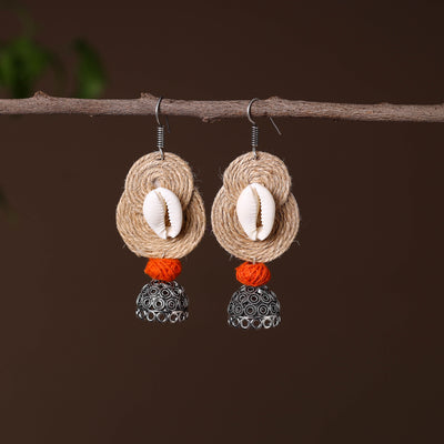 Naina German Silver Jute Jhumki Earrings