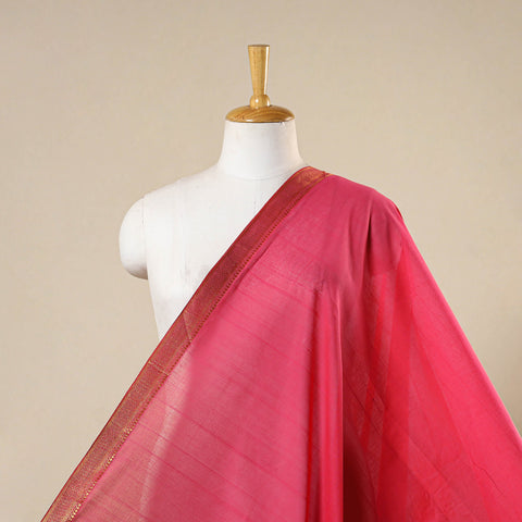 Pink - handloom cotton zari border mangalagiri fabric 22