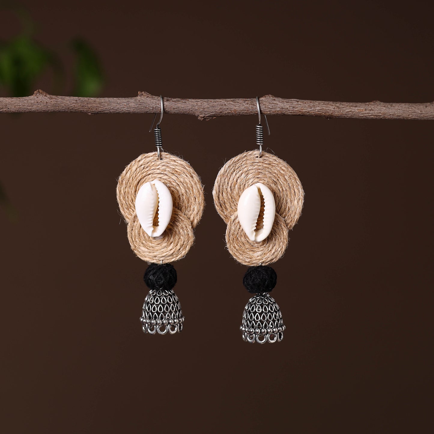 Fariha German Silver Jute Jhumki Earrings