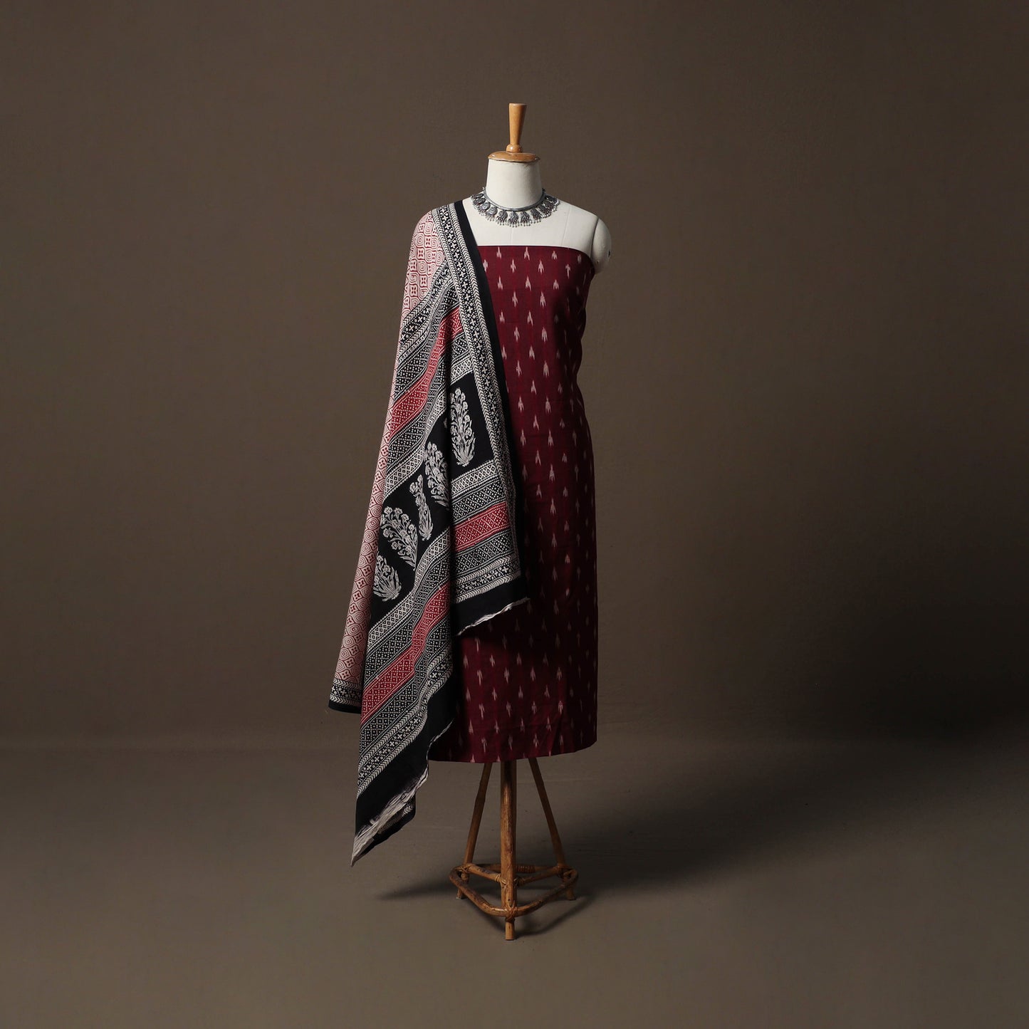 Pochampally Ikat Cotton 2pc Unstitched Dress Material Kurta Set 07