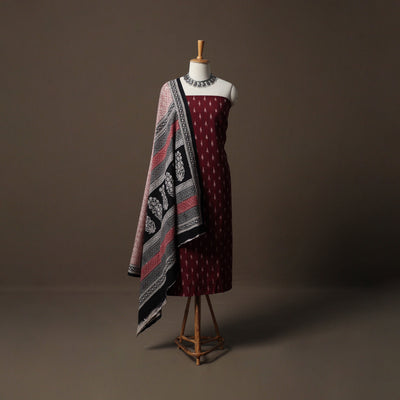 Pochampally Ikat Cotton 2pc Unstitched Dress Material Kurta Set 07