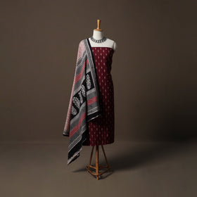 Pochampally Ikat Cotton 2pc Unstitched Dress Material Kurta Set 07