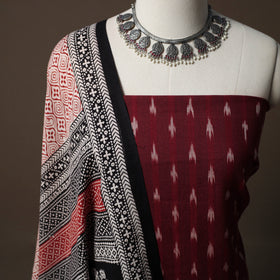 Pochampally Ikat Cotton 2pc Unstitched Dress Material Kurta Set 07