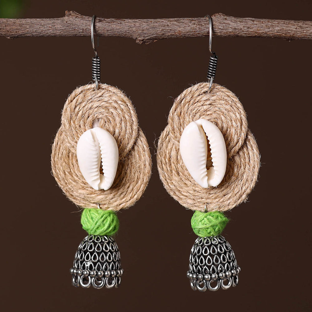 Zeenat German Silver Jute Jhumki Earrings