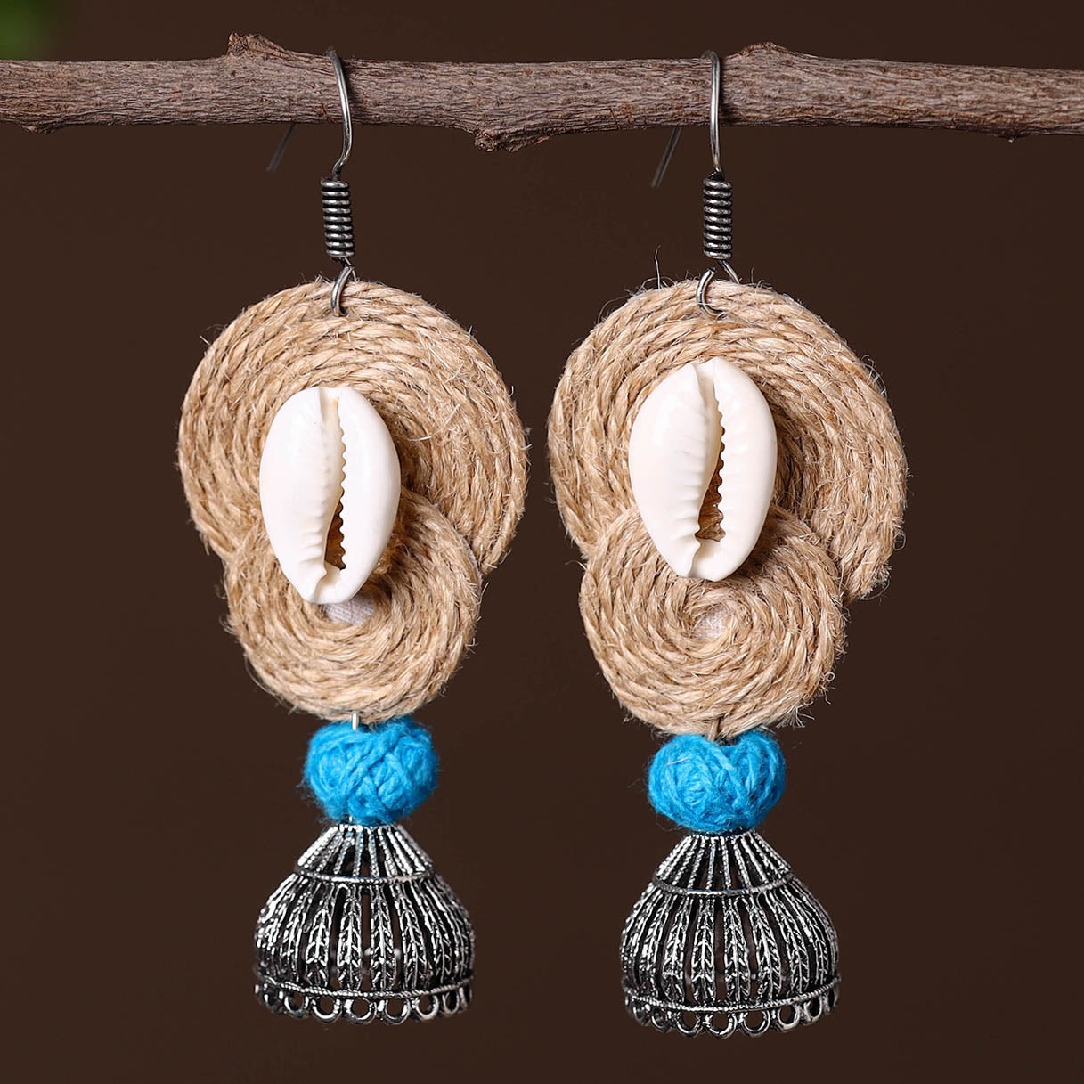 Ayat German Silver Jute Jhumki Earrings