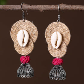 Beige - sana german silver jute jhumki earrings
