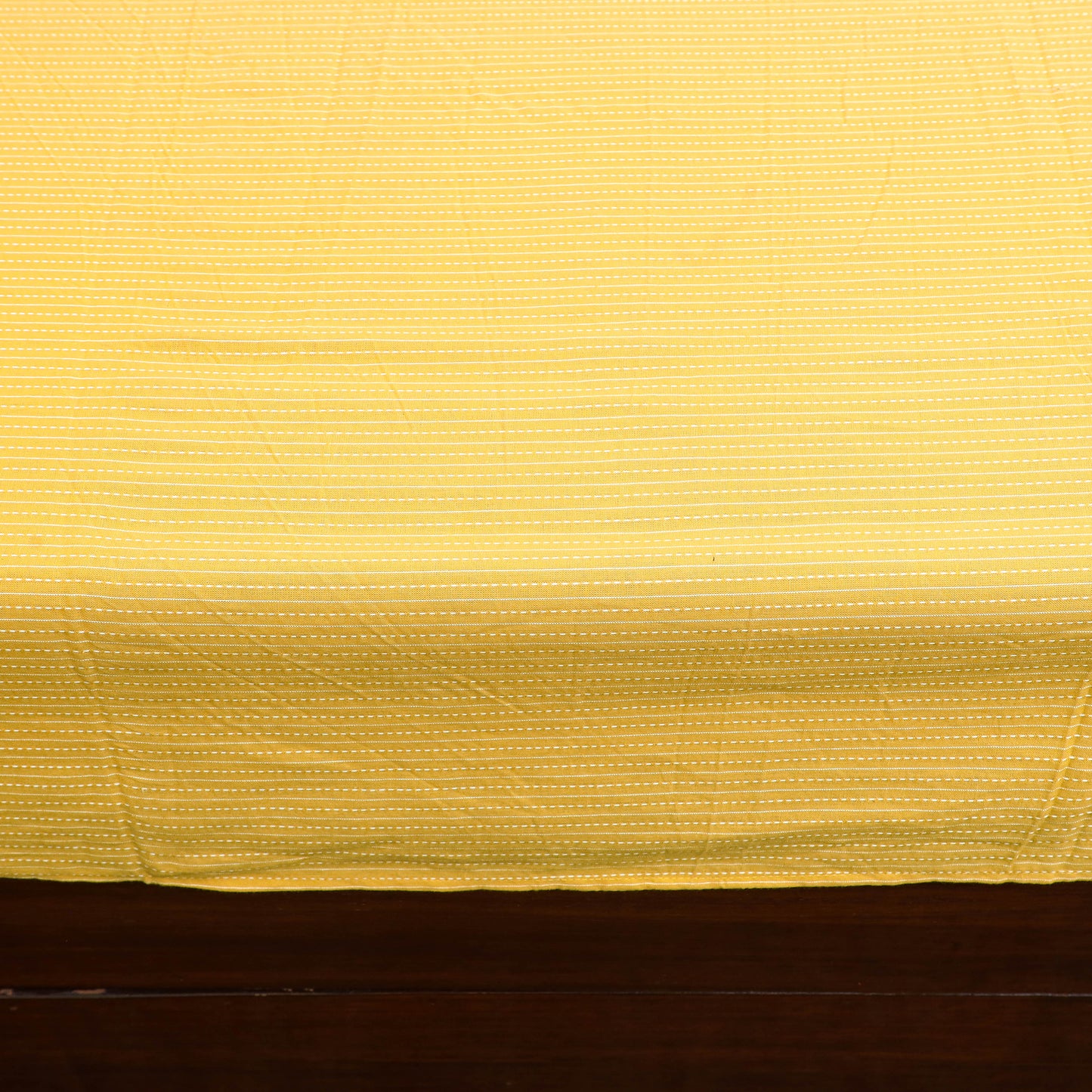 Yellow Kantha Stitch with Kalamkari Patch Cotton Bedsheet Set