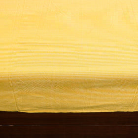 Yellow Kantha Stitch with Kalamkari Patch Cotton Bedsheet Set