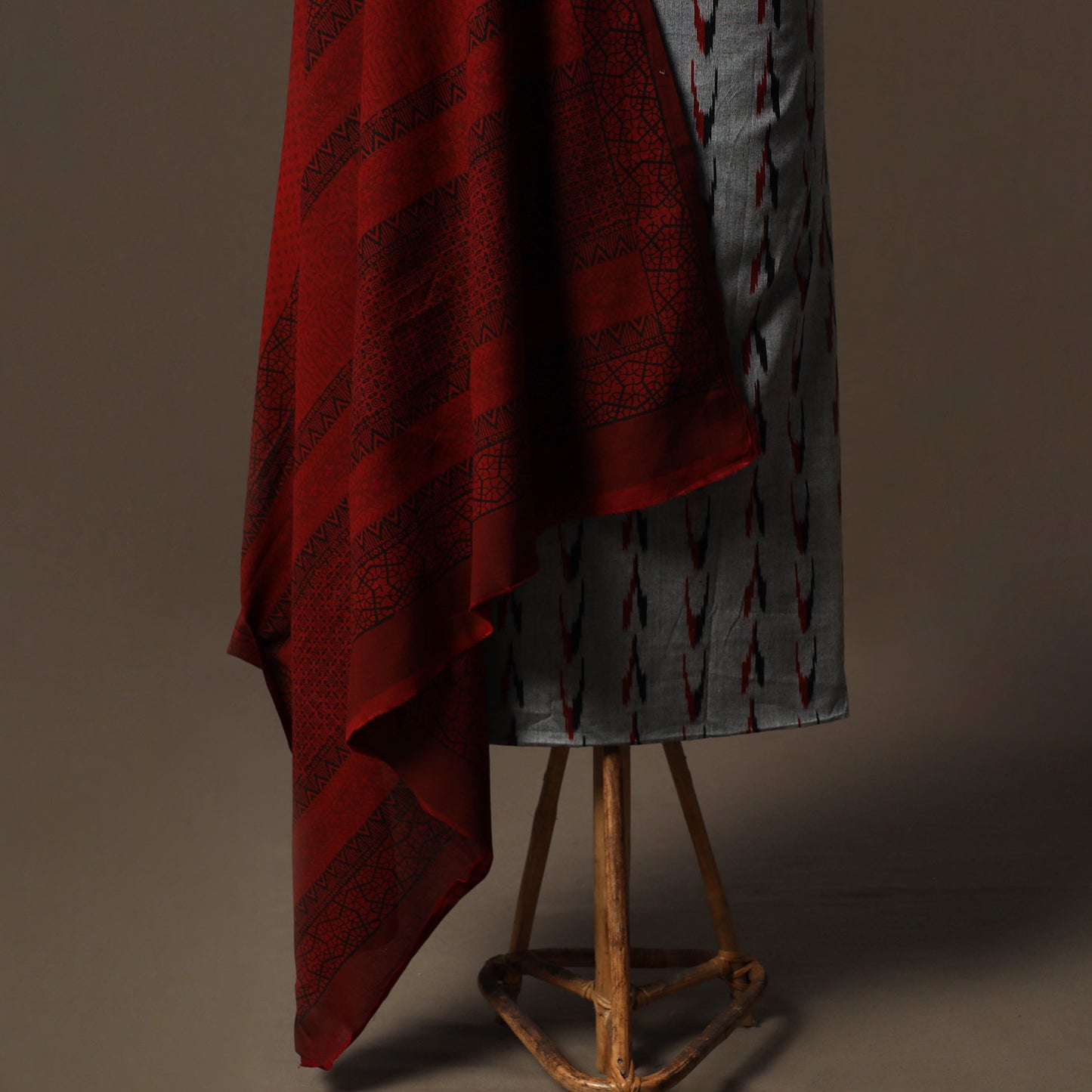 Pochampally Ikat Cotton 2pc Unstitched Dress Material Kurta Set 08
