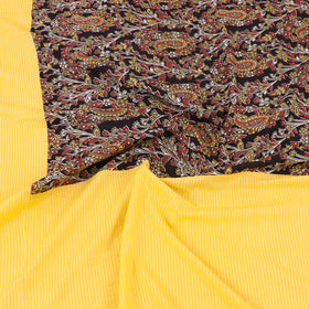 Yellow Kantha Stitch with Kalamkari Patch Cotton Bedsheet Set