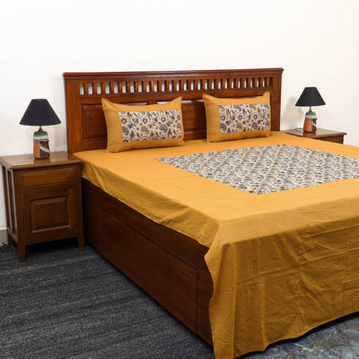 Buy Kantha Stitch with Kalamkari Patch Cotton Bedsheet Set