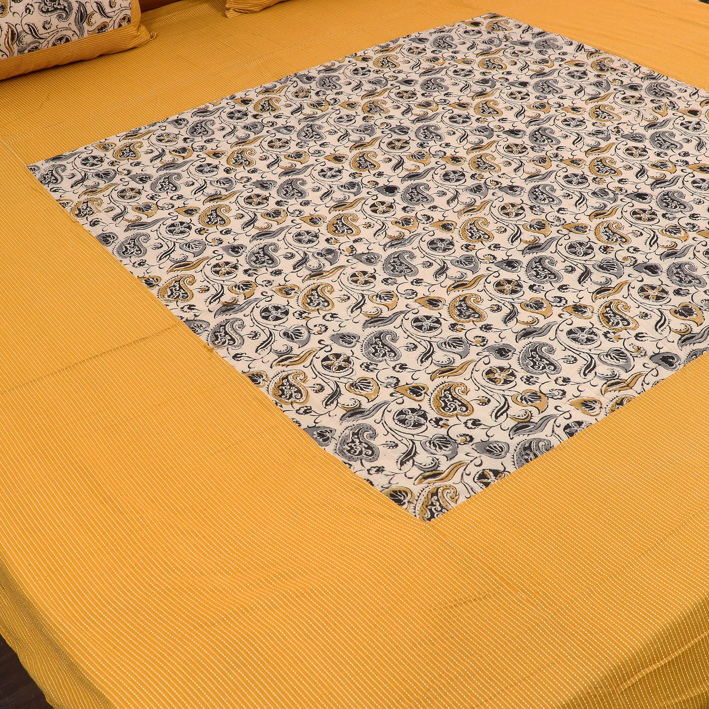 Buy Kantha Stitch with Kalamkari Patch Cotton Bedsheet Set